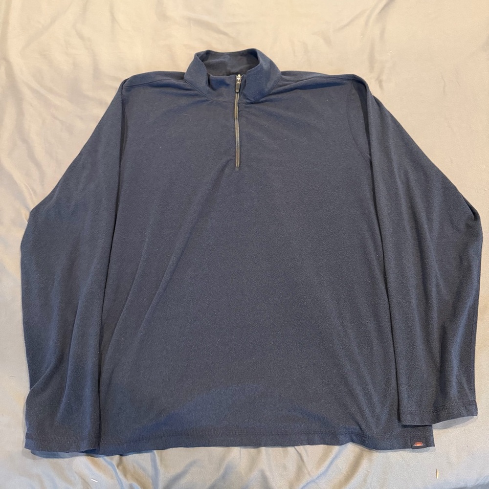 Faherty Shirt Mens Large Blue 1/4 Zip Pullover Cotton Knit Mock Neck Lightweight